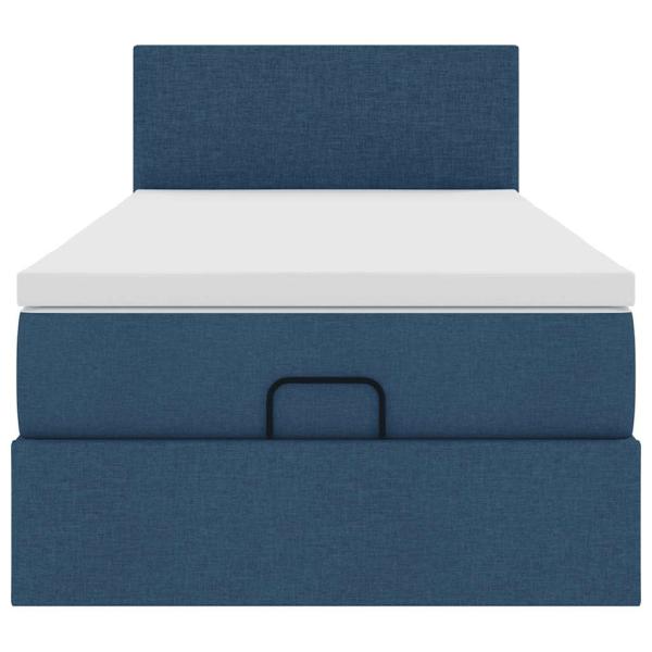 Ottoman-Bett mit Matratze Blau 80x200 cm Stoff