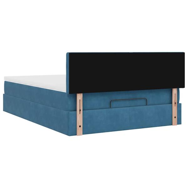 Ottoman-Bett mit Matratze & LEDs Dunkelblau 140x200 cm Samt