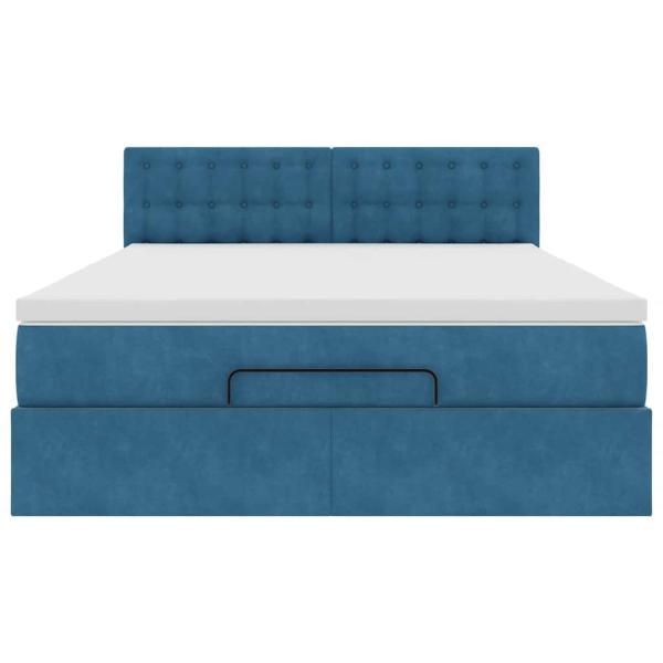 Ottoman-Bett mit Matratze & LEDs Dunkelblau 140x200 cm Samt