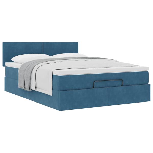 Ottoman-Bett mit Matratze Dunkelblau 140x200 cm Samt