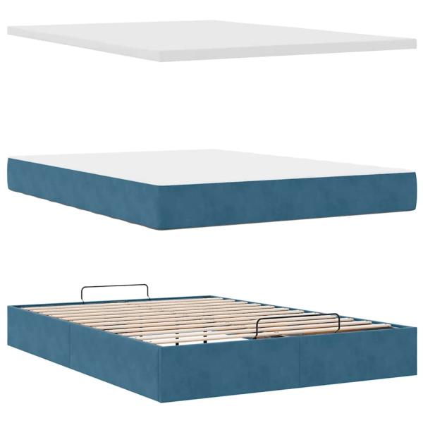 Ottoman-Bett mit Matratze Dunkelblau 140x200 cm Samt