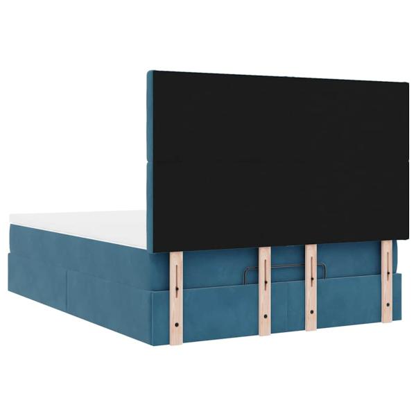 Ottoman-Bett mit Matratzen & LEDs Dunkelblau 140x200 cm Samt