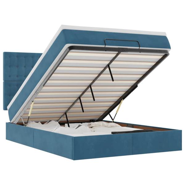 Ottoman-Bett mit Matratzen Dunkelblau 140x200 cm Samt