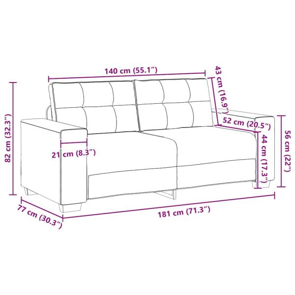 Zweisitzer-Sofa Dunkelgrau 140 cm Stoff
