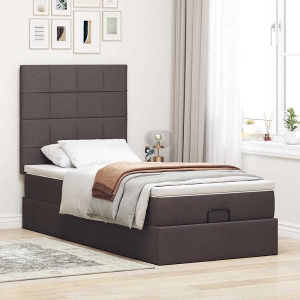 Ottoman-Bett mit Matratze Dunkelbraun 80x200 cm Stoff