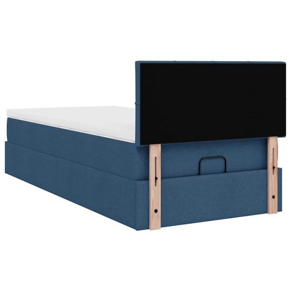 Ottoman-Bett mit Matratze & LEDs Blau 80x200 cm Stoff