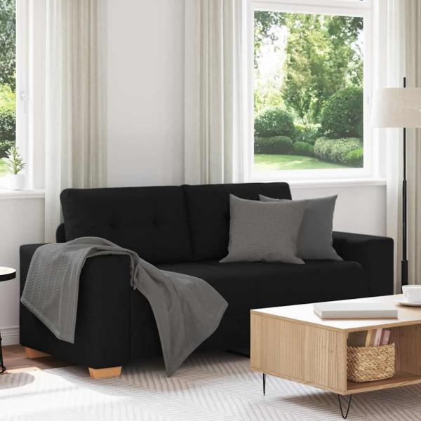 ARDEBO.de - Zweisitzer-Sofa Schwarz 140 cm Stoff