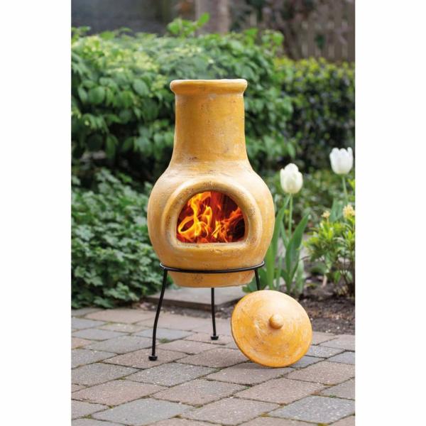 RedFire Gartenkamin Tampico Gelb 31x31x68 cm Ton