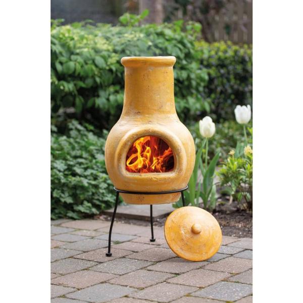 RedFire Gartenkamin Tampico Gelb 31x31x68 cm Ton
