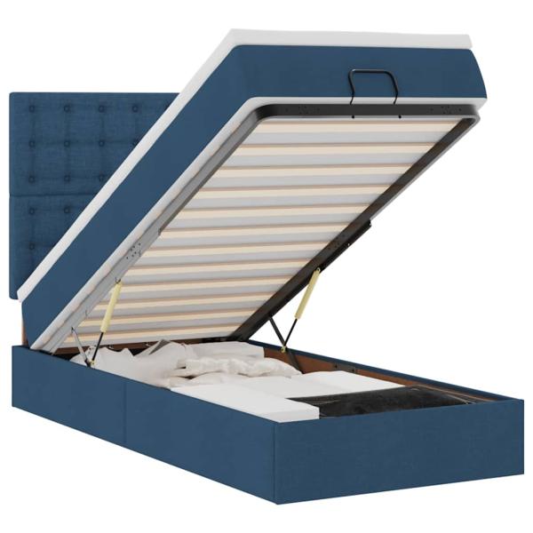 Ottoman-Bett mit Matratze Blau 80x200 cm Stoff