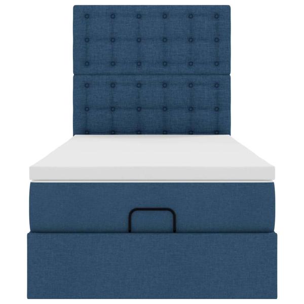 Ottoman-Bett mit Matratze Blau 80x200 cm Stoff