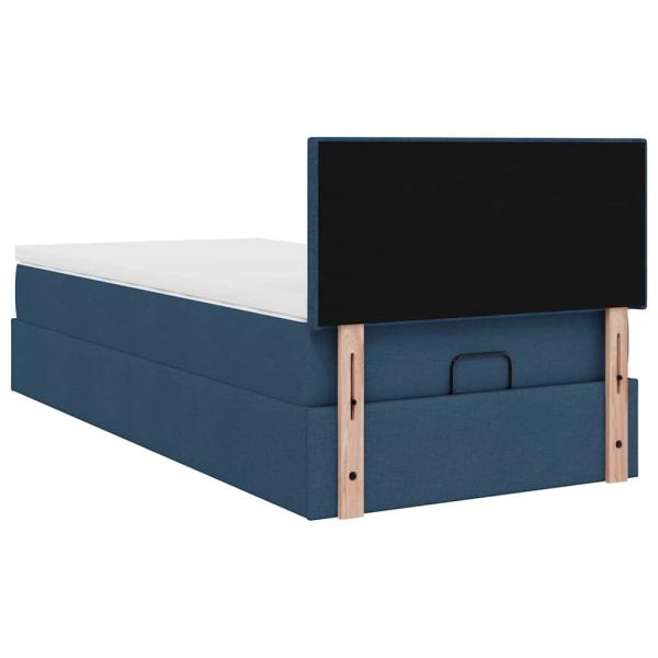 Ottoman-Bett mit Matratze & LEDs Blau 80x200 cm Stoff