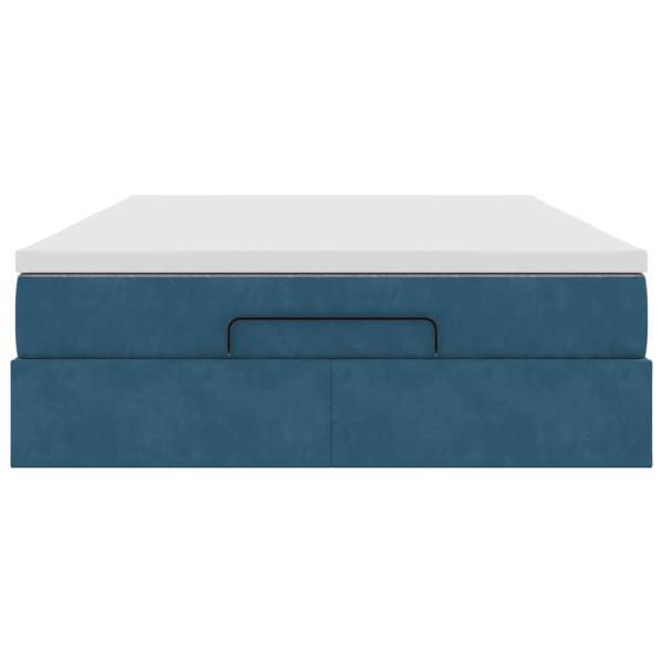 Ottoman-Bett mit Matratze Dunkelblau 140x200 cm Samt