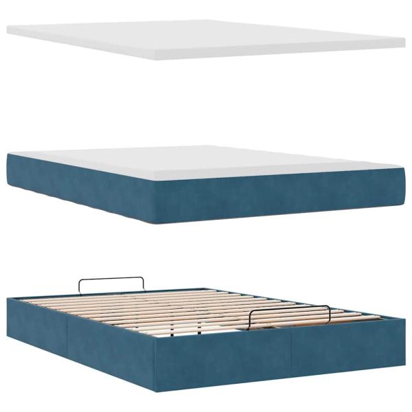 Ottoman-Bett mit Matratze Dunkelblau 140x200 cm Samt