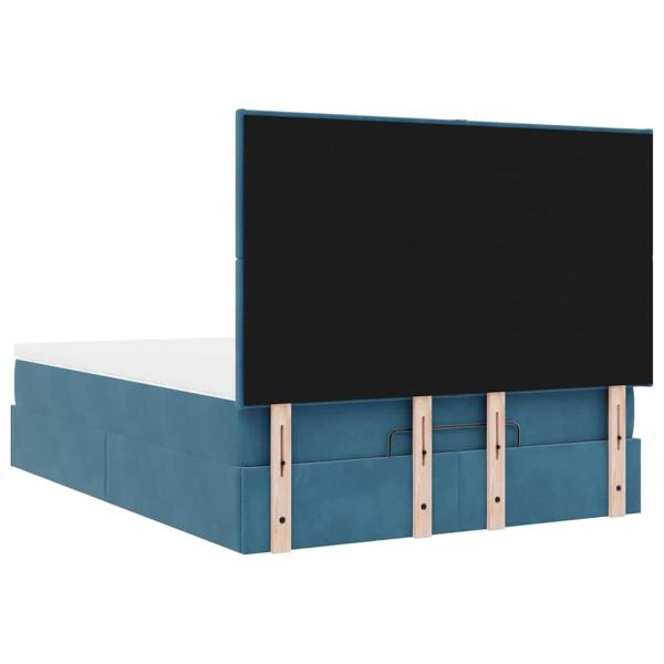 Ottoman-Bett mit Matratzen Dunkelblau 140x200 cm Samt