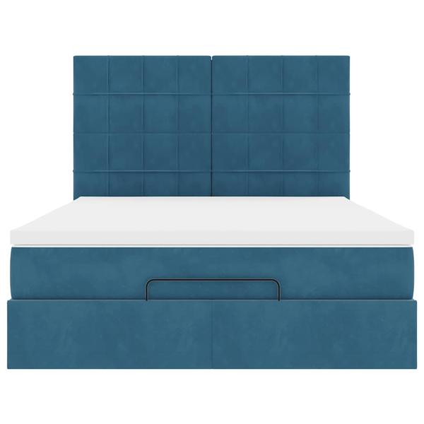 Ottoman-Bett mit Matratzen Dunkelblau 140x200 cm Samt