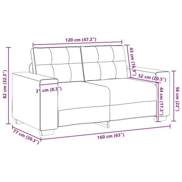 Zweisitzer-Sofa Dunkelgrau 120 cm Stoff