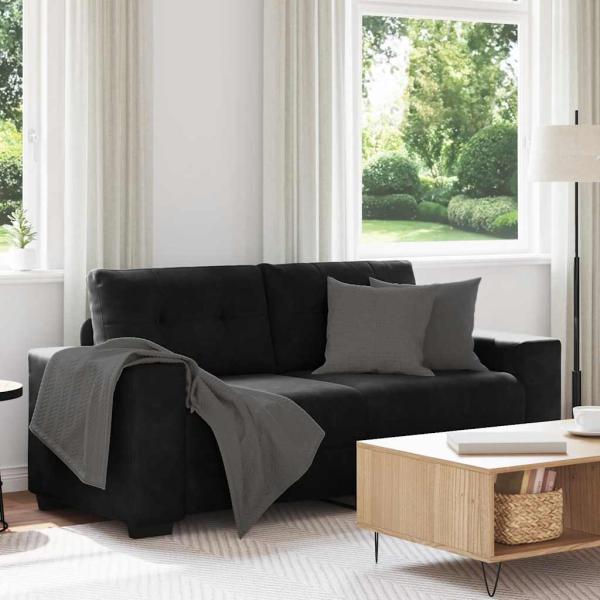 ARDEBO.de - Zweisitzer-Sofa Schwarz 140 cm Samt