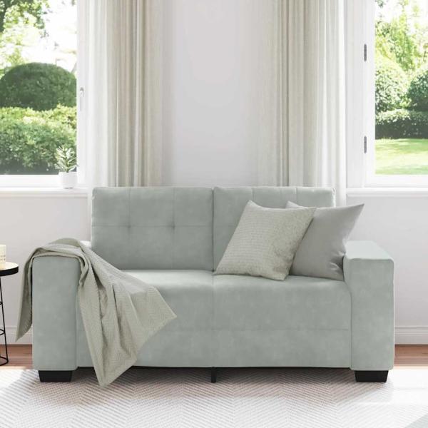Zweisitzer-Sofa Hellgrau 120 cm Samt