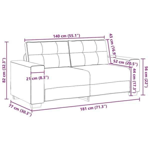 Zweisitzer-Sofa Rosa 140 cm Samt