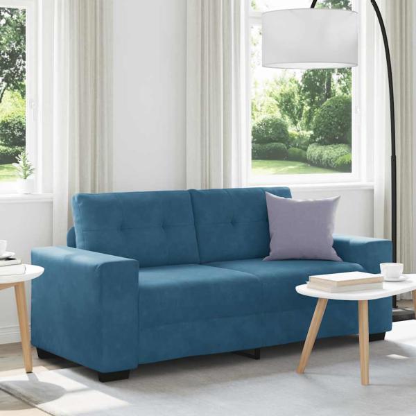 ARDEBO.de - Zweisitzer-Sofa Blau 140 cm Samt
