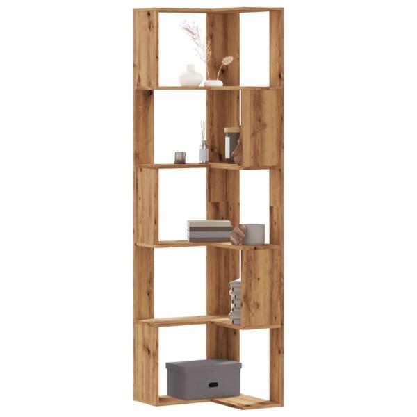 ARDEBO.de - Eck-Bücherregal 5 Böden Artisan-Eiche 50x50x179cm Holzwerkstoff