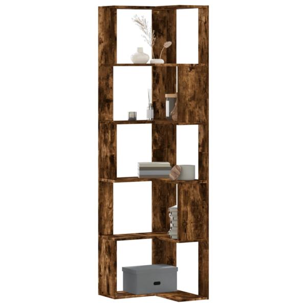 ARDEBO.de - Eck-Bücherregal 5 Böden Räuchereiche 50x50x179 cm Holzwerkstoff
