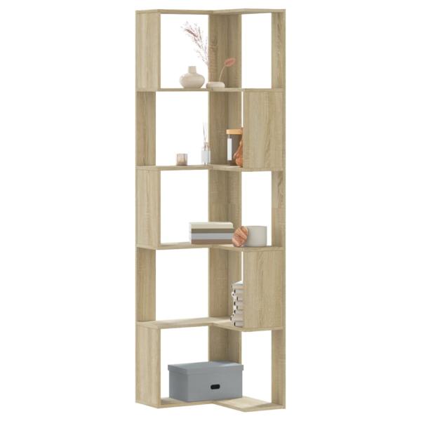 ARDEBO.de - Eck-Bücherregal 5 Böden Sonoma-Eiche 50x50x179 cm Holzwerkstoff