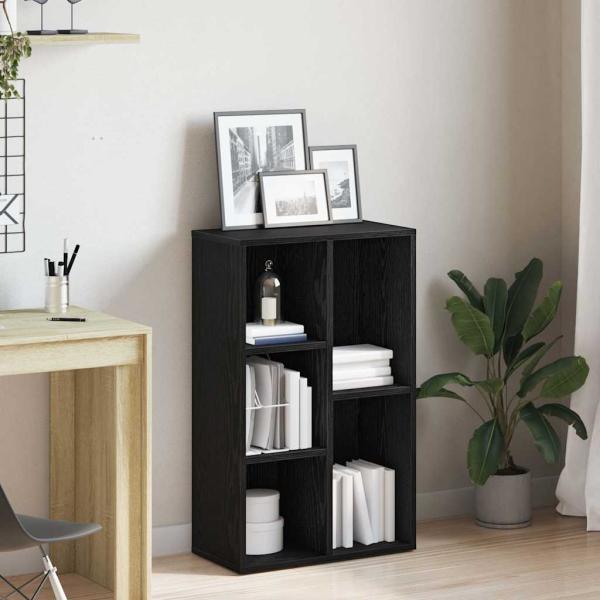 ARDEBO.de - Bücherregal Schwarz Eichen-Optik 50x25x80 cm Holzwerkstoff