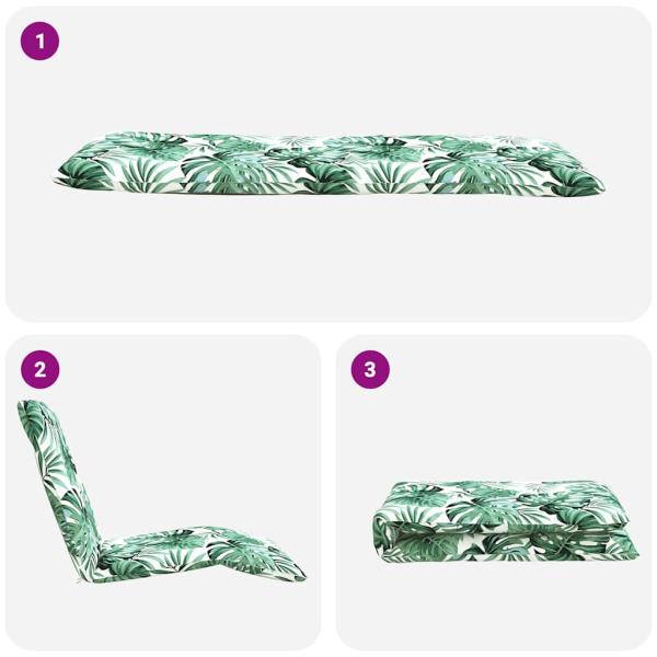 ARDEBO.de - Sonnenliege Klappbar Blattmuster 175x54x8,5 cm Oxford-Gewebe