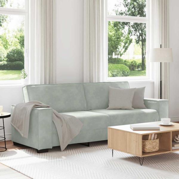 ARDEBO.de - 3-Sitzer-Sofa Hellgrau 180 cm Samt