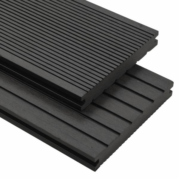 ARDEBO.de - WPC Massive Terrassendielen mit Zubehör 10 m² 2,2 m Schwarz
