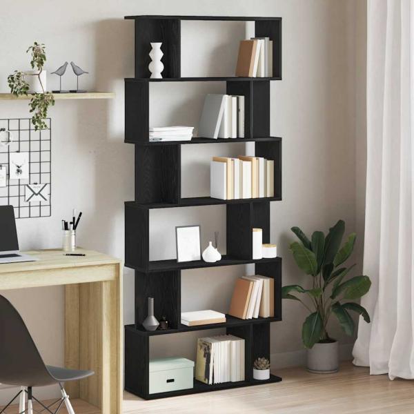 ARDEBO.de - Bücherregal Schwarz Eichen-Optik 80x24x190,5 cm Holzwerkstoff