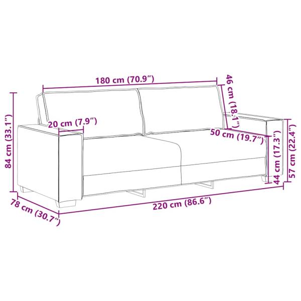 3-Sitzer-Sofa Rosa 180 cm Samt