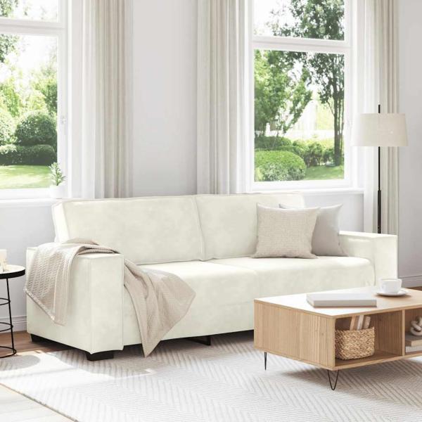 ARDEBO.de - 3-Sitzer-Sofa Creme 180 cm Samt