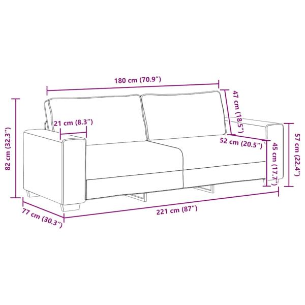 3-Sitzer-Sofa Hellgrau 180 cm Stoff