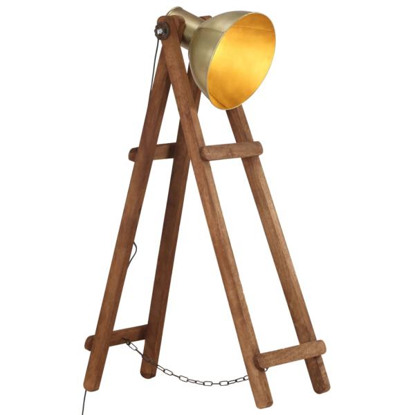 ARDEBO.de - Stehlampe Messing E27 Mango Massivholz