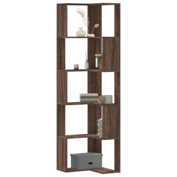 ARDEBO.de - Eck-Bücherregal 5 Böden Eichen-Optik 50x50x179 cm Holzwerkstoff