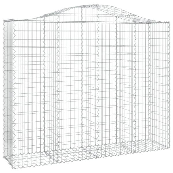 Gabionen mit Hochbogen 14Stk. 200x50x160/180cm Verzinktes Eisen