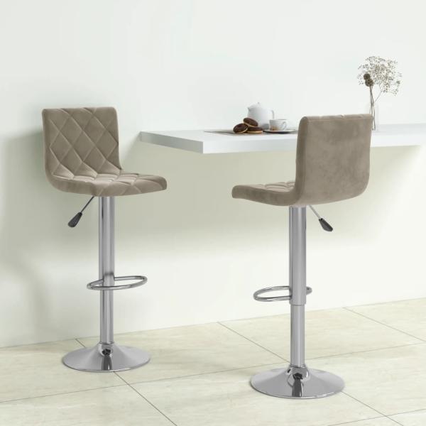 ARDEBO.de - Barhocker 2 Stk. Hellgrau Samt