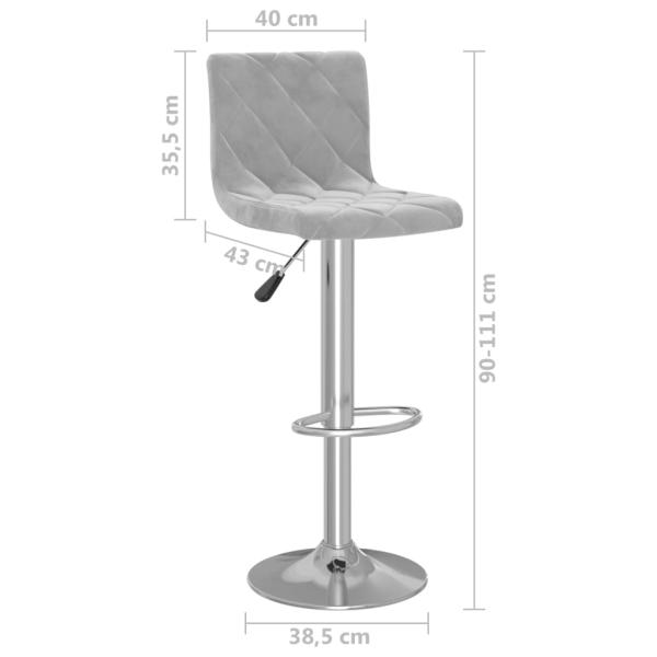 Barhocker 2 Stk. Hellgrau Samt