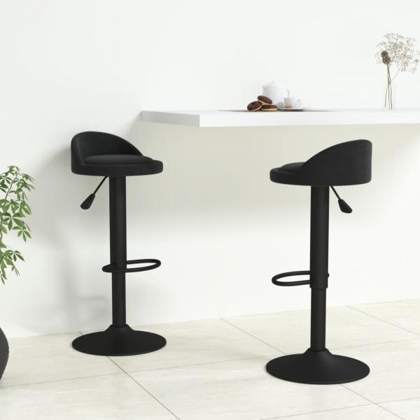 ARDEBO.de - Barhocker 2 Stk. Schwarz Samt