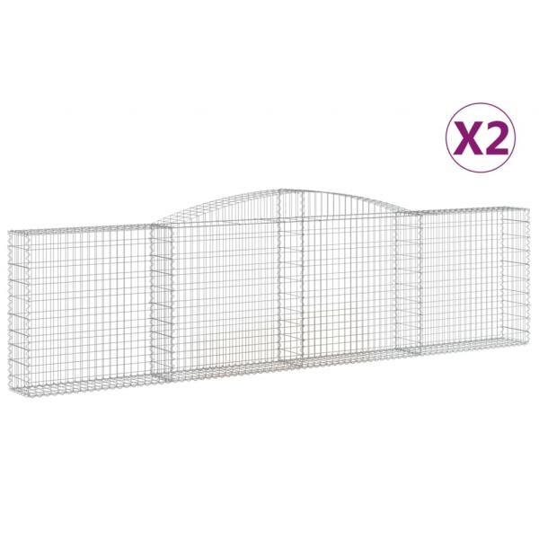 Gabionen mit Hochbogen 2 Stk. 400x30x100/120cm Verzinktes Eisen