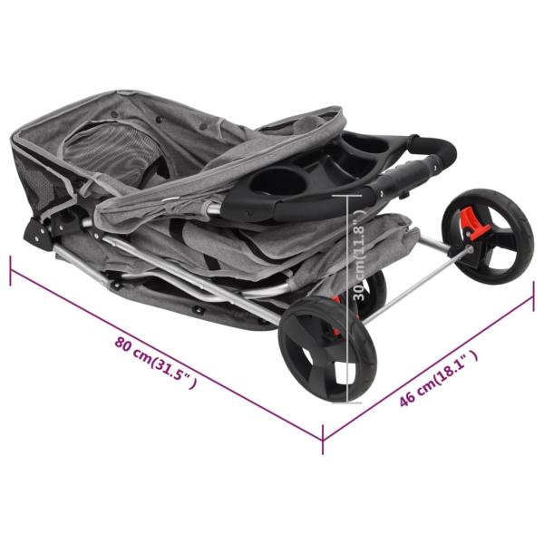 Hundewagen Faltbar Grau 80x46x98 cm Oxford-Gewebe
