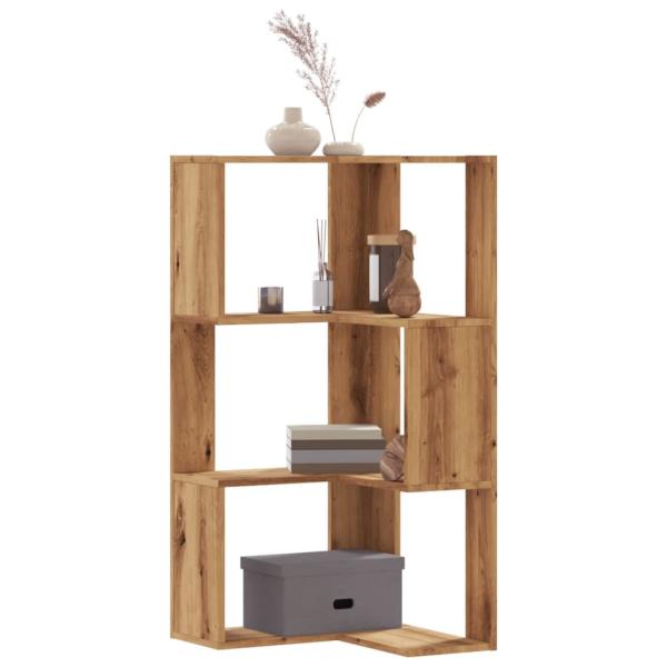 ARDEBO.de - Eck-Bücherregal 3 Böden Artisan-Eiche 50x50x102cm Holzwerkstoff