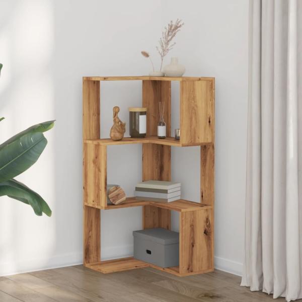 Eck-Bücherregal 3 Böden Artisan-Eiche 50x50x102cm Holzwerkstoff
