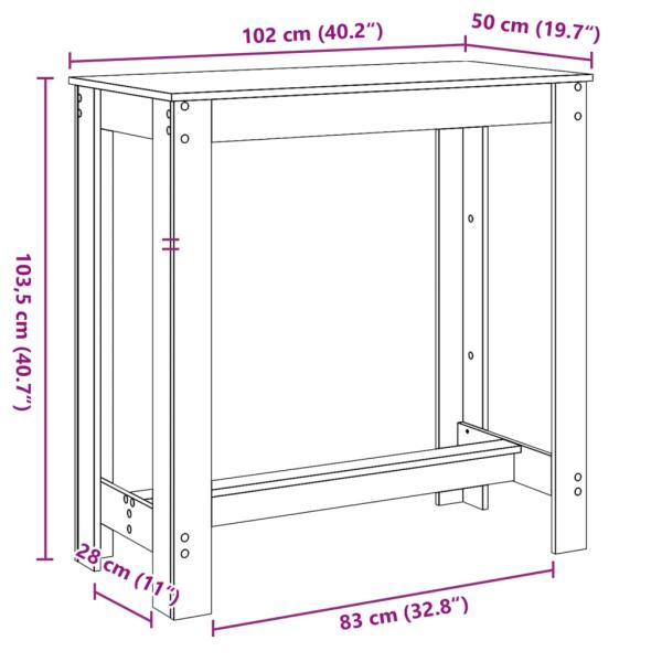 Bartisch Artisan-Eiche 102x50x103,5 cm Holzwerkstoff