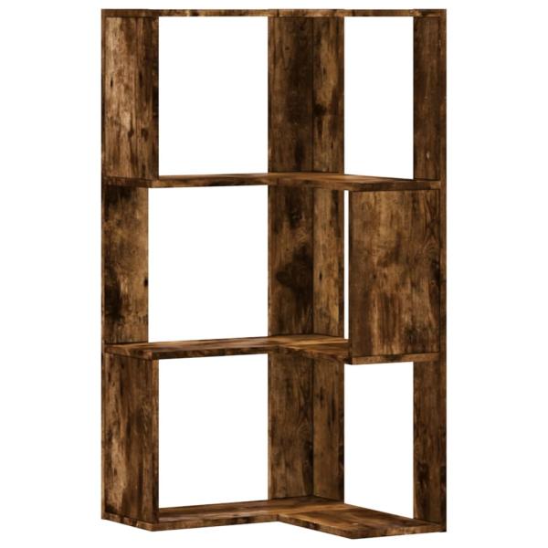 ARDEBO.de - Eck-Bücherregal 3 Böden Räuchereiche 50x50x102 cm Holzwerkstoff