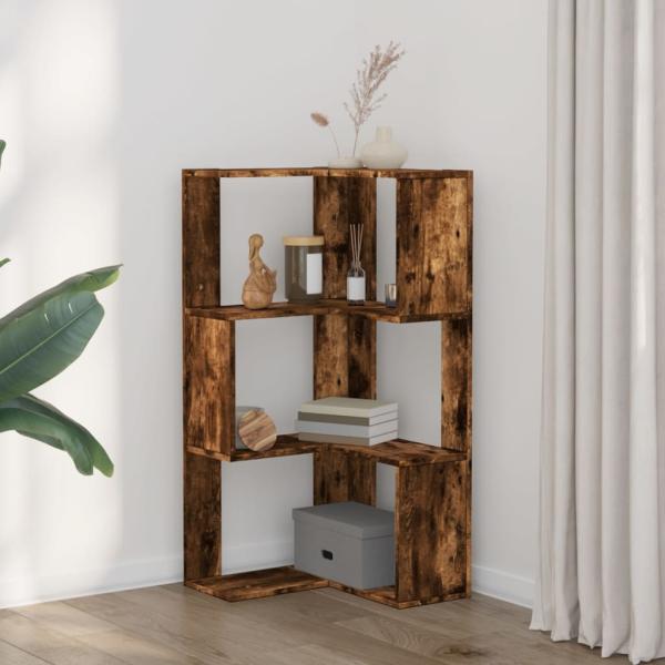 Eck-Bücherregal 3 Böden Räuchereiche 50x50x102 cm Holzwerkstoff