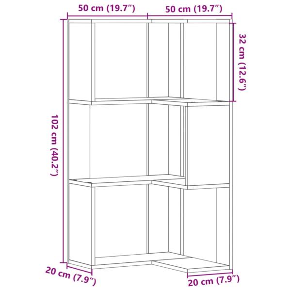 Eck-Bücherregal 3 Böden Eichen-Optik 50x50x102 cm Holzwerkstoff